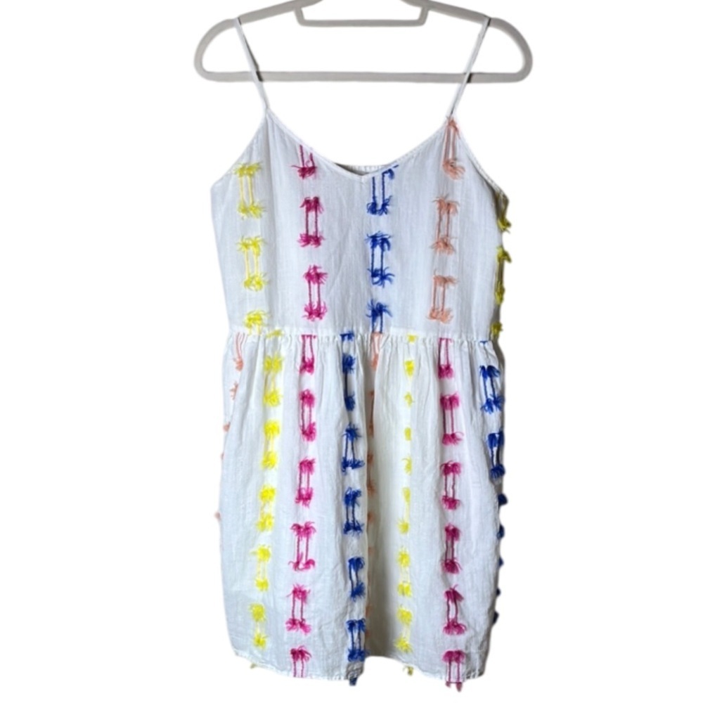 LOU & GREY For LOFT Fringe Cami Dress Fiesta Colorful White - M - Picture 2 of 11